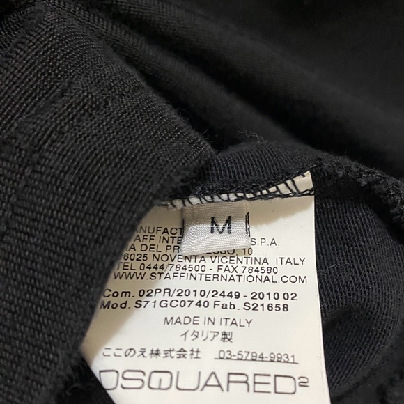 Dsquared2 black 3/4 sleeves T-shirt, red paint dripping & logo on back M - Picture 4 of 5